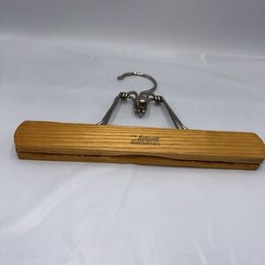 Vintage‎ Setwell Wood Pants Hanger Clamp Skirt Trouser Brown Metal Non Slip